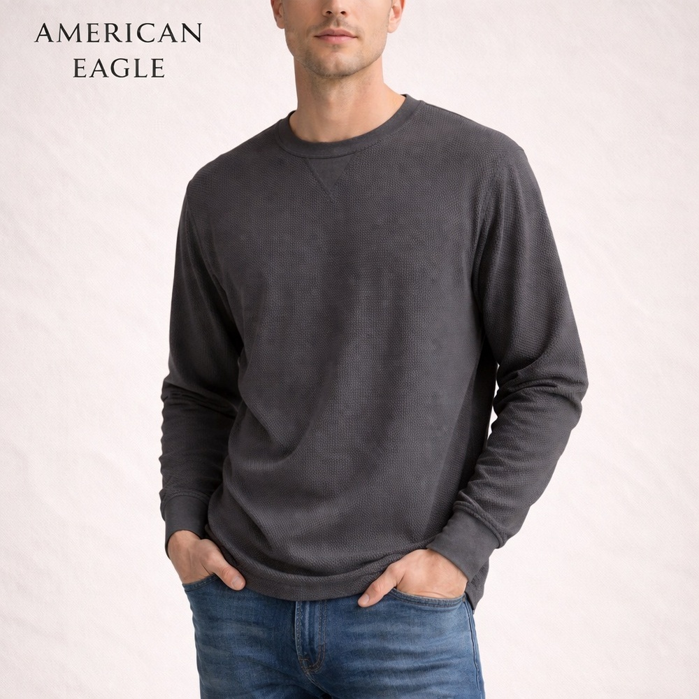 American Eagle Super Soft Thermal Long Sleeve Gray XXL